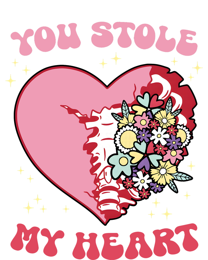 Pink Floral Valentine You Stole My Heart Matching Couple USA-Made Snowflake Beanie