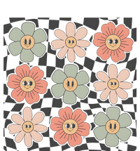 Checkered Flowers Face Happy Flower Gift Idea Cute Poster