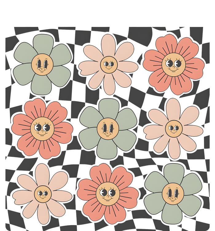 Checkered Flowers Face Happy Flower Gift Idea Cute Poster