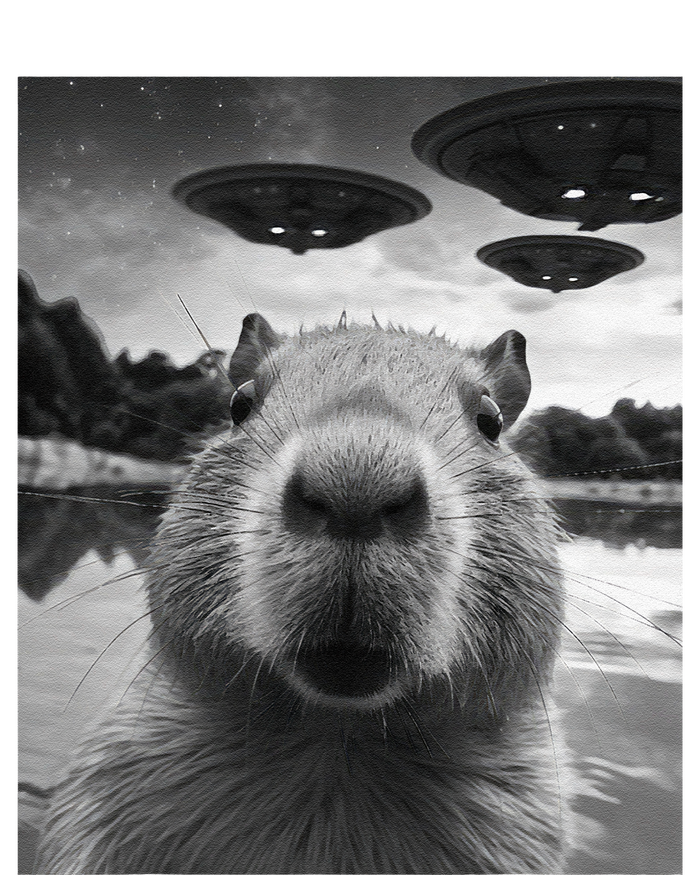 Funny Graphic Capybara Selfie With Ufos Weird T-Shirt