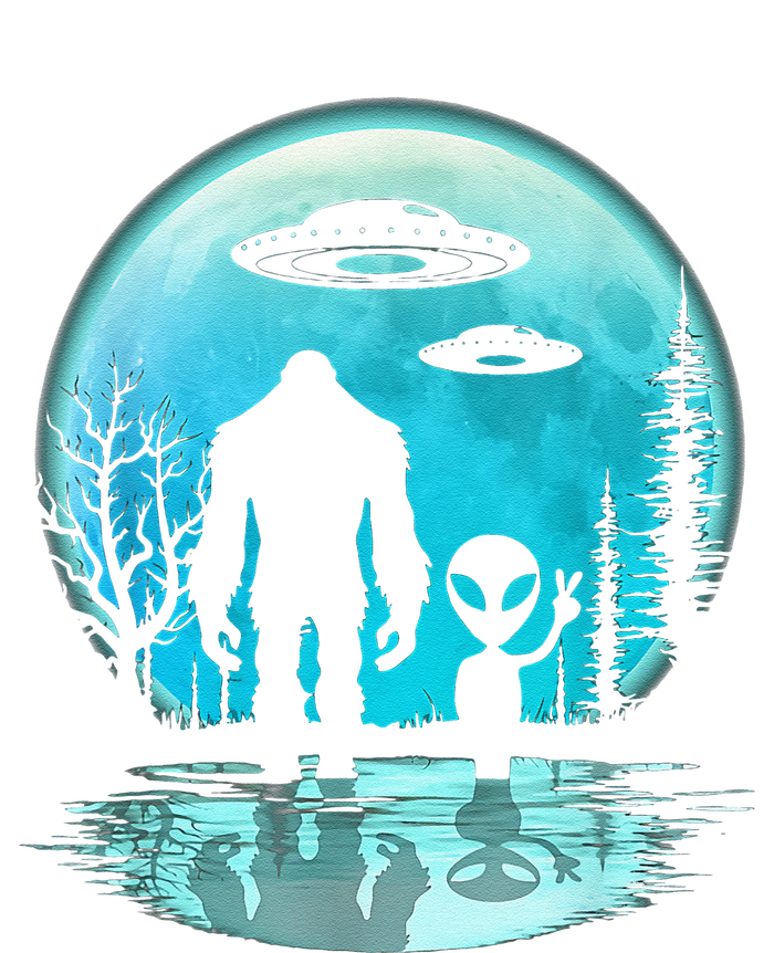 Alien And Bigfoot Moon T-Shirt