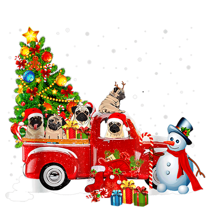 Pug Dog On Red Truck Christmas Pajama Funny Xmas Tree Kids Sweatshirt