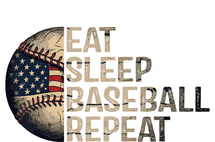 Eat Sleep Baseball Repeat Baseball Player Usa Flag Baseball Toddler T-Shirt