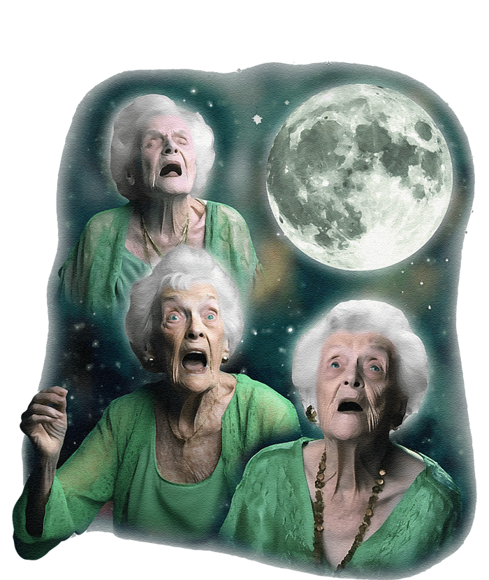 Three Granny Moon 3 Old Ladys Howling Weird Cursed Meme Yupoong Adult 5-Panel Trucker Hat