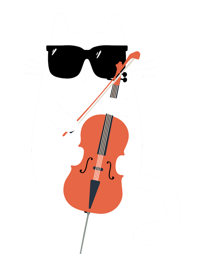 Funny Cat Wearing Sunglasses Playing Cello Cellist Musician Full Zip Hoodie