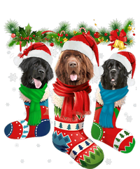 Three Newfoundland Dogs In Christmas Socks Cooling Performance Crew T-Shirt