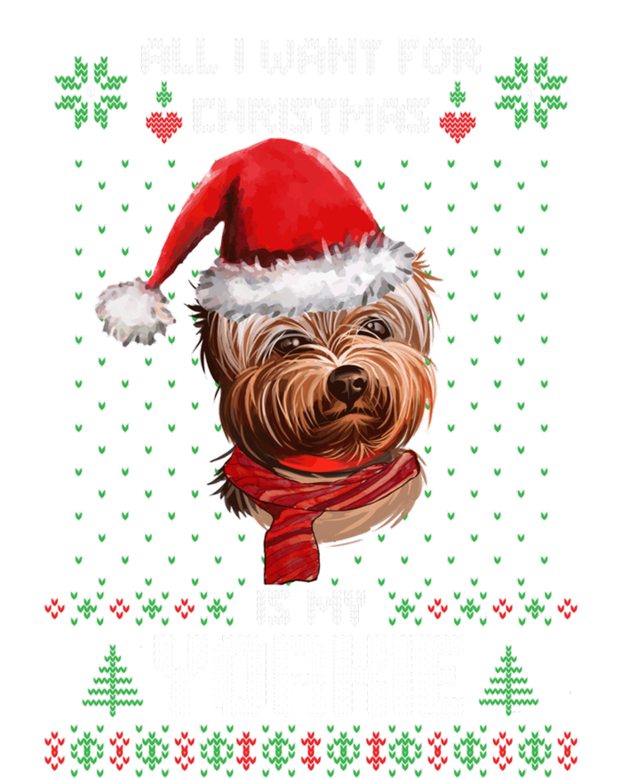 Ugly Sweater All I Want For Christmas Is My Yorkie Xmas Long Sleeve Women's Fleece Hoodie