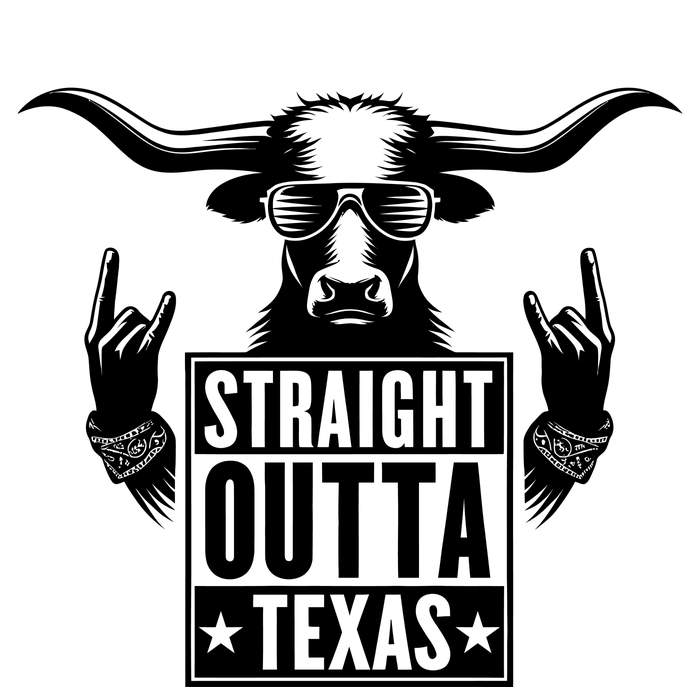 Cool Straight Outta Texas Long Horn Bull T-Shirt