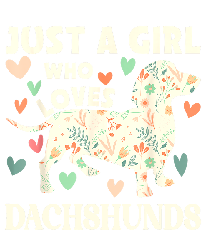 Cute Floral Dachshund Dog Just A Girl Who Loves Dachshunds Gift Striped Beanie with Solid Band