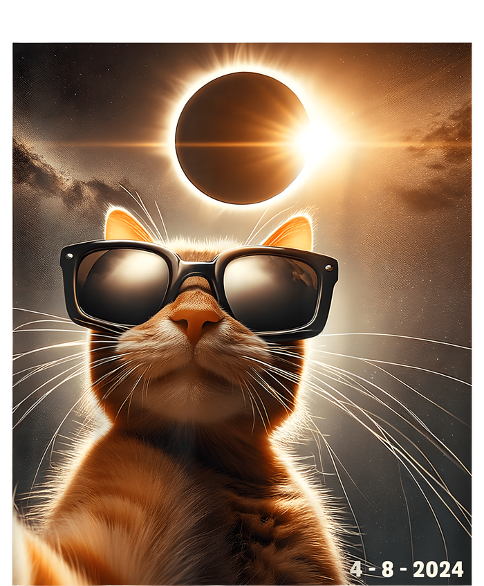 Cat Taking A Selfie With Solar 2024 Eclipse Wearing Glasses T-Shirt