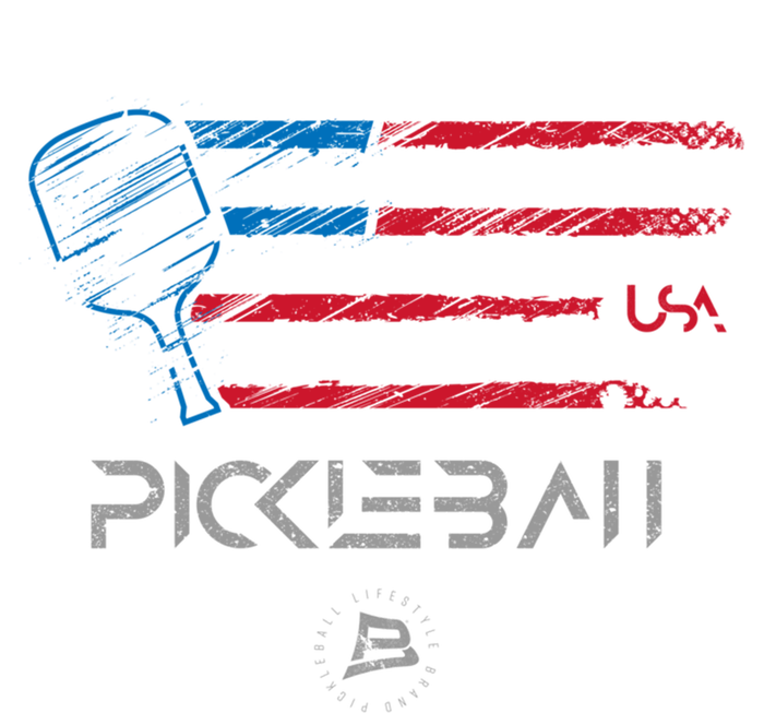 Pickleball Distressed Usa Flag Design Funny Gift Ladies Long Sleeve Shirt