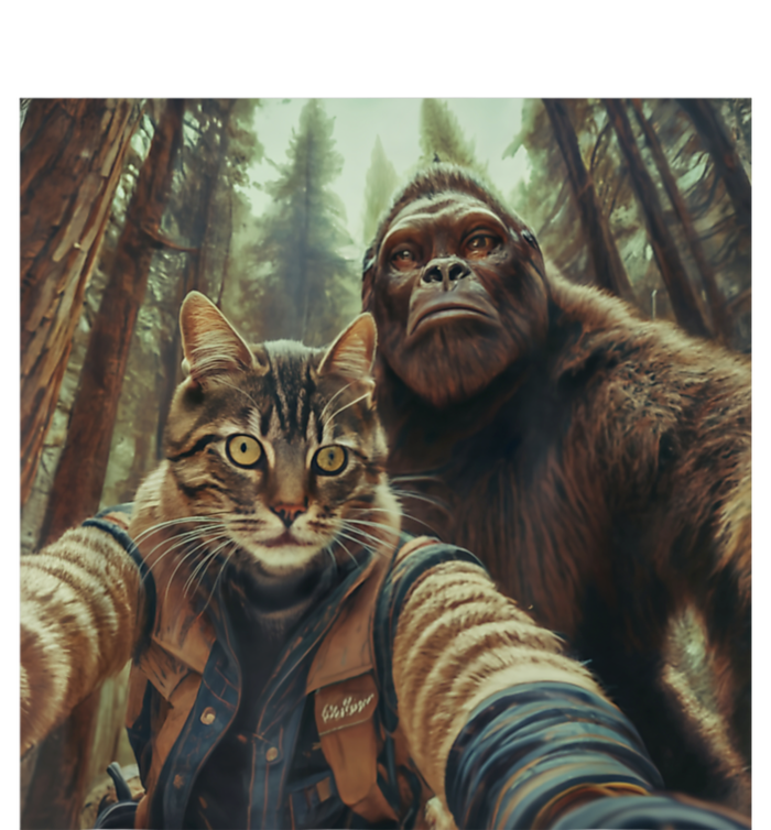 Cat Bigfoot Sasquatch Selfie Photo Funny Retro Classic Humor Valucap Bio-Washed Visor