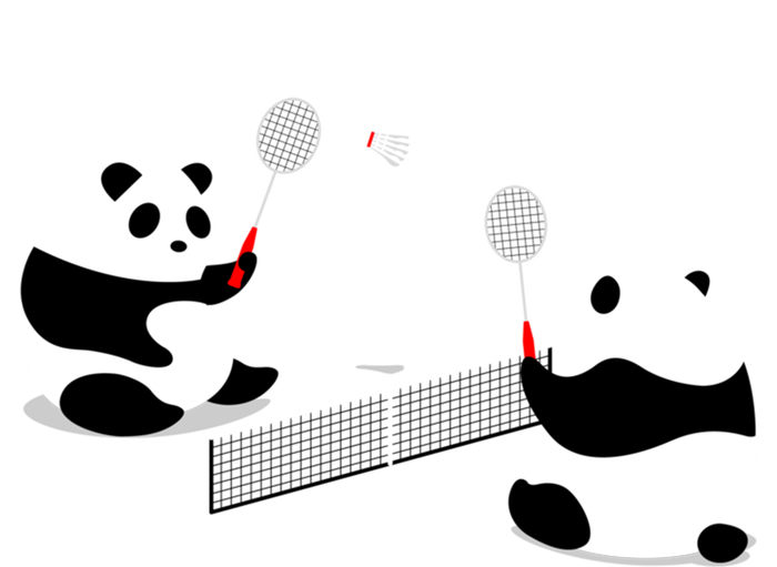 Badminton Panda Volley Gift T-Shirt