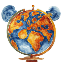 Watercolor Mickey Mouse Earth World Globe Stainless Steel Travel Mug