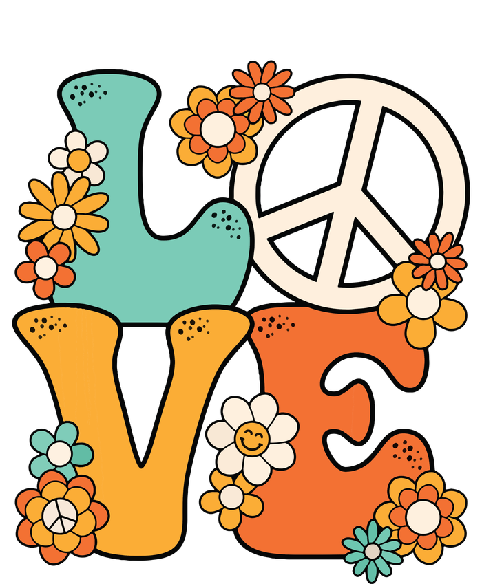 Peace Sign Love 60s 70s Costume Groovy Hippie Theme Party Women's Fleece Hoodie