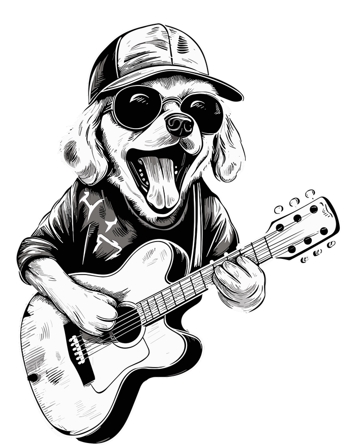 Golden Retriever Dog Playing Guitar Rock On Guitarist Wo 7-Panel Snapback Hat