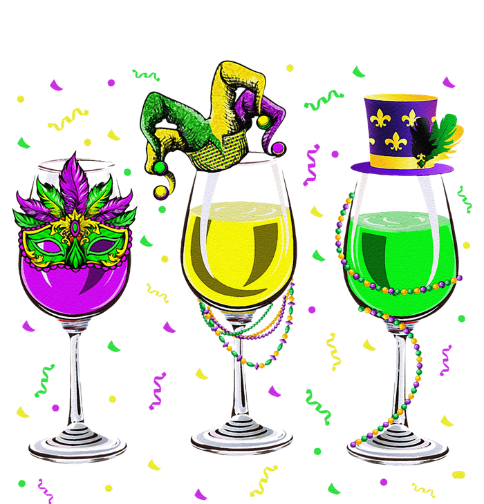 Mardi Gras Glass Of Wine Funny Drinking Wine For T-Shirt