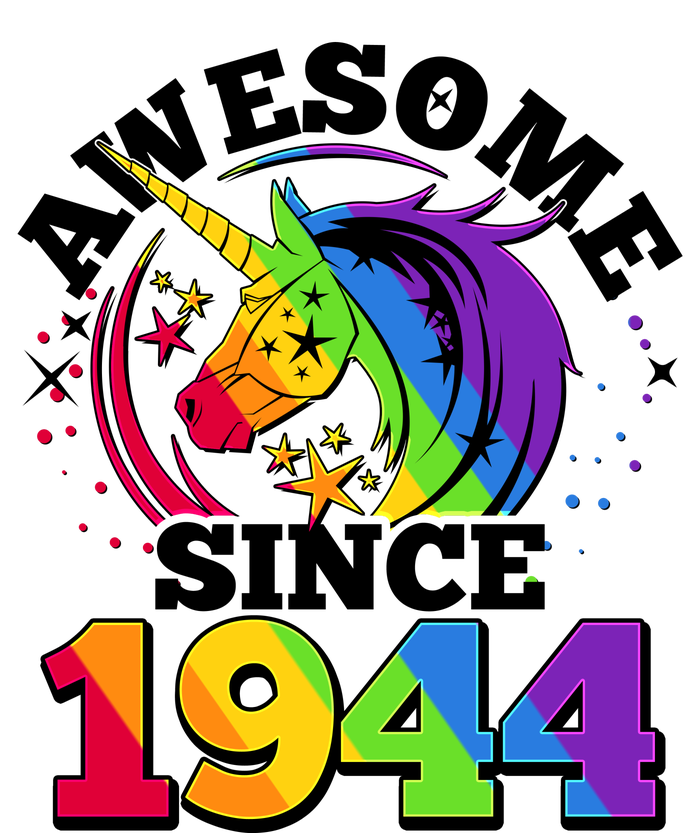 Rainbow Unicorn Awesome Since 1944 80th Birthday T-Shirt