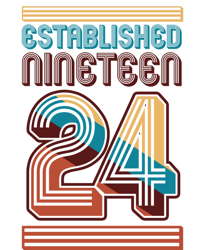 Retro Established Nineteen 24 1924 100th Birthday T-Shirt