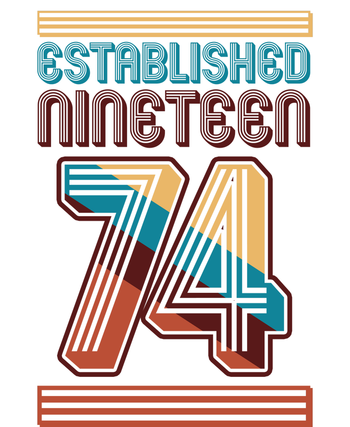 Retro Established Nineteen 74 1974 50th Birthday T-Shirt