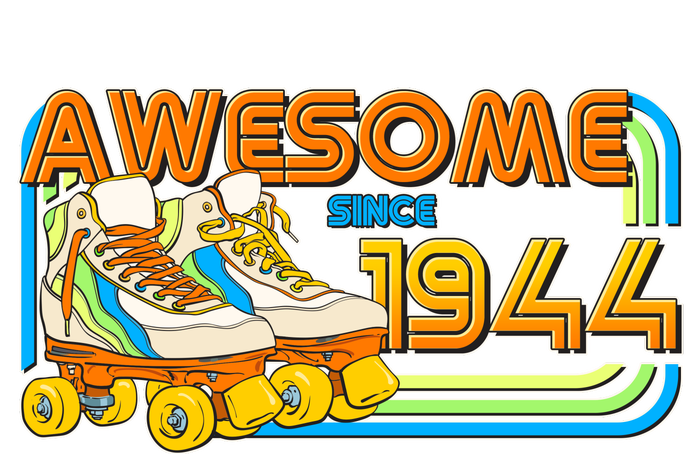 Retro Roller Skates Awesome Since 1944 80th Birthday T-Shirt