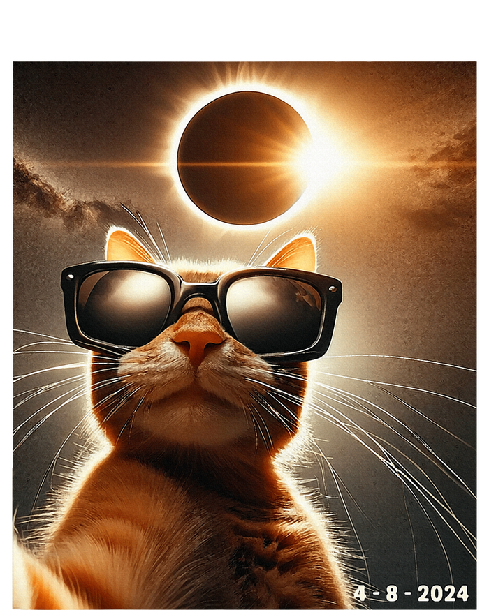 Cat Taking A Selfie With Solar 2024 Eclipse Wearing Glasses T-Shirt