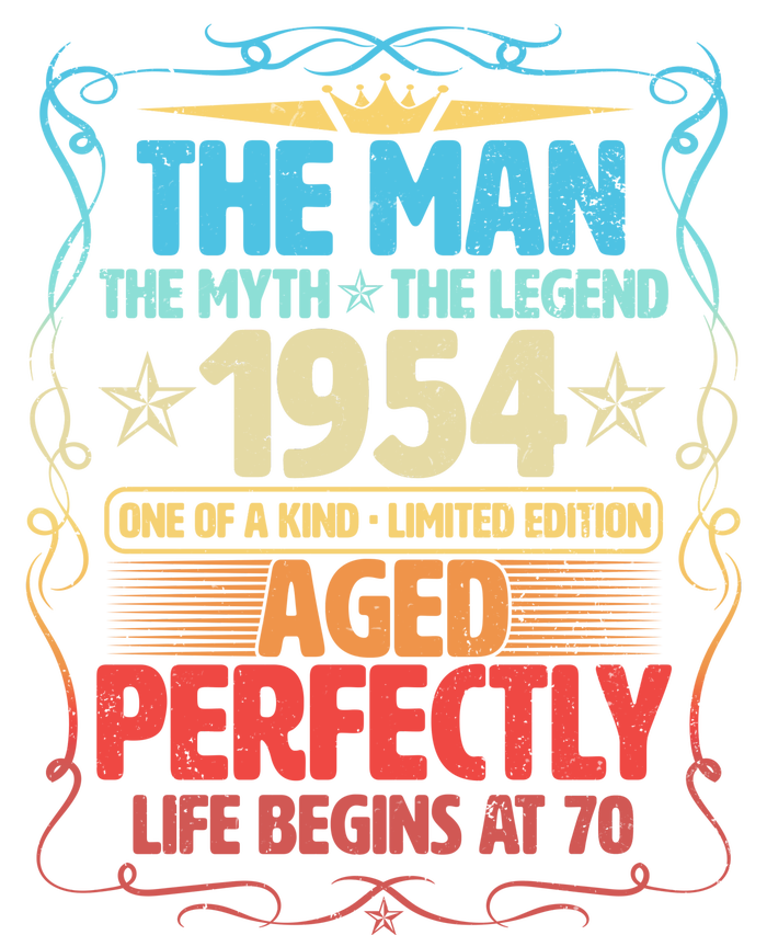 The Man Myth Legend 1954 Aged Perfectly 70th Birthday Kids Long Sleeve Shirt