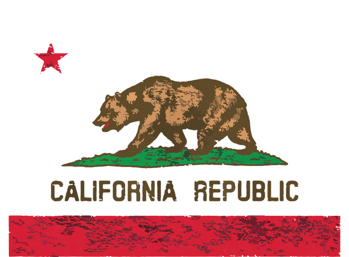 California State Flag Grizzly Bear Cali Distressed Style Performance Sprint T-Shirt