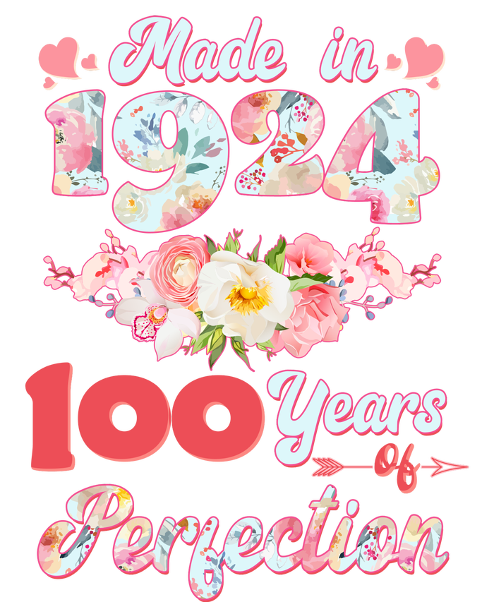 Flower Floral Made In 1924 100 Years Of Perfection T-Shirt