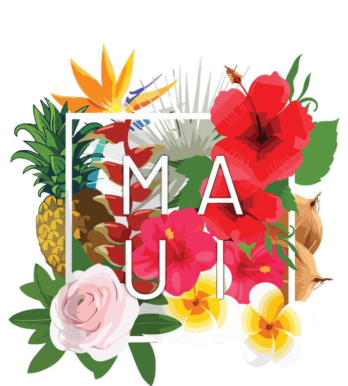 Flowers Of Maui Word Art Hawaiian Island Souvenir T-Shirt