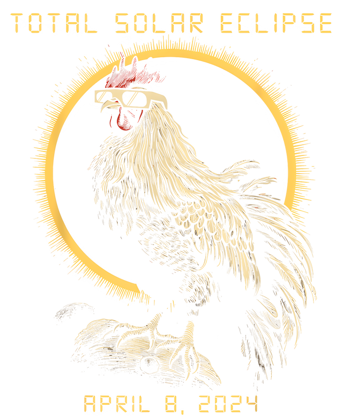 2024 Total Solar Eclipse April 8 Funny Rooster With Glasses T-Shirt