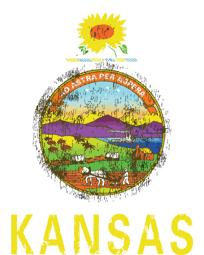 Retro Kansas Flag Vintage Ks Souvenir Gift T-Shirt