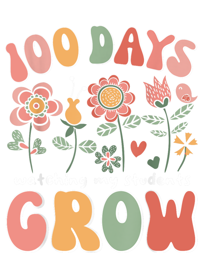 100 Days Growing Boho Flowers Teacher 100th Day Of School Flat Bill Trucker Hat