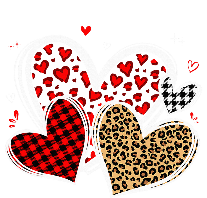 Valentines Day Hearts Love Leopard Red Plaid T-Shirt