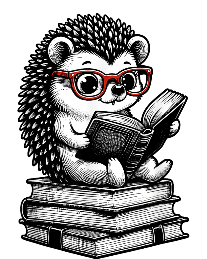 Cute Hedgehog Book Nerd Funny Readers T-Shirt