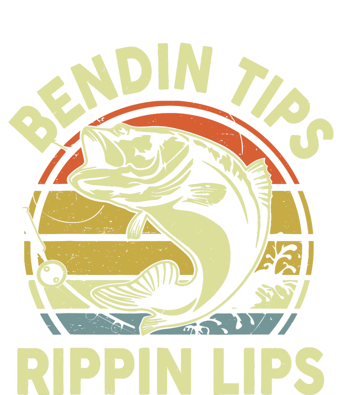 Bass Fish Dad Bendin Tips Rippin Lips Funny Papa Fishing T-Shirt