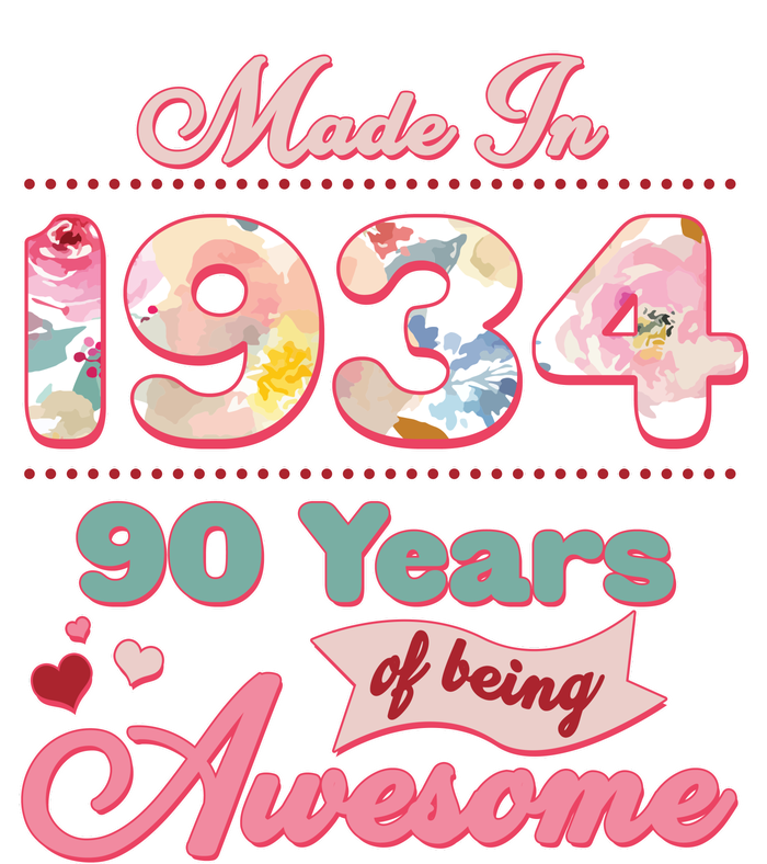 Pink Floral Made In 1934 90 Years Of Being Awesome Birthday Bumper Sticker