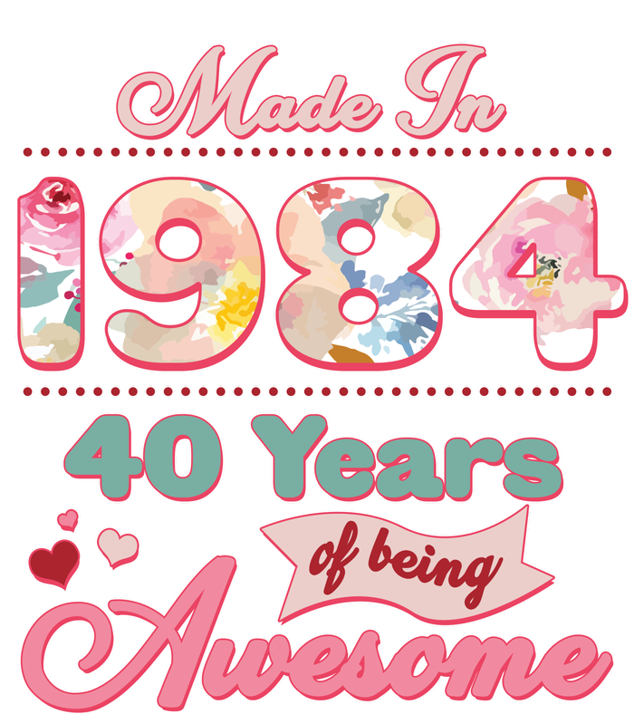 Pink Floral Made In 1984 40 Years Of Being Awesome Birthday 25L Jumbo Tote