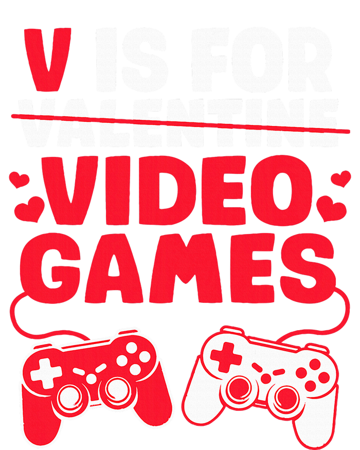 V Is For Video Games Valentines Day Gamer Full-Length Apron With Pockets