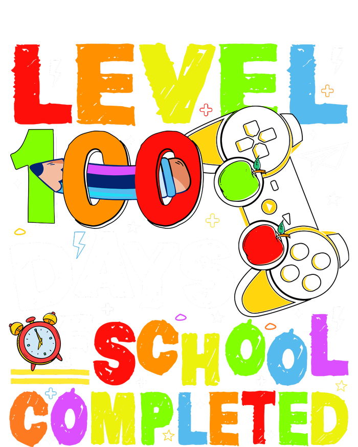 Level 100 Days Of School Completed Funny 100th Day Gaming Cooling Performance Long Sleeve Crew