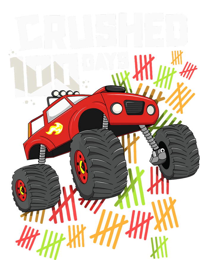 Crushed 100 Days Of School Boy Monster Truck 100th Cooling Performance Crew T-Shirt