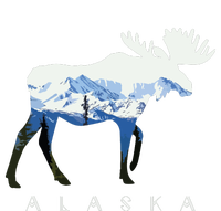 Alaska Day Moose Snowy Mountain V-Neck T-Shirt