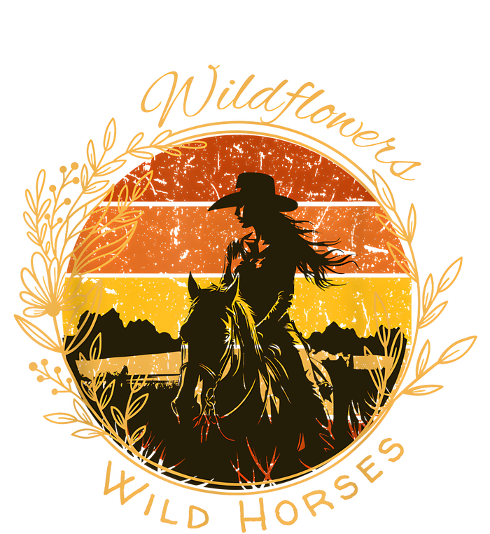 Wild Flowers And Wild Horses Vintage Sunset Country Cowgirl Kids Sweatshirt