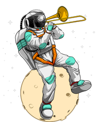 Funny Astronaut Trombone Art For Trombone Player Yupoong Adult 5-Panel Trucker Hat