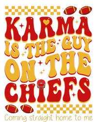 Karma Is The Guy Coming Straight Home To Me Retro Groovy Football T-Shirt