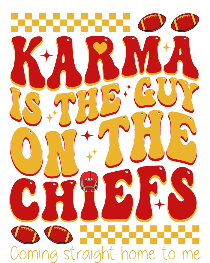 Karma Is The Guy Coming Straight Home To Me Retro Groovy Football T-Shirt