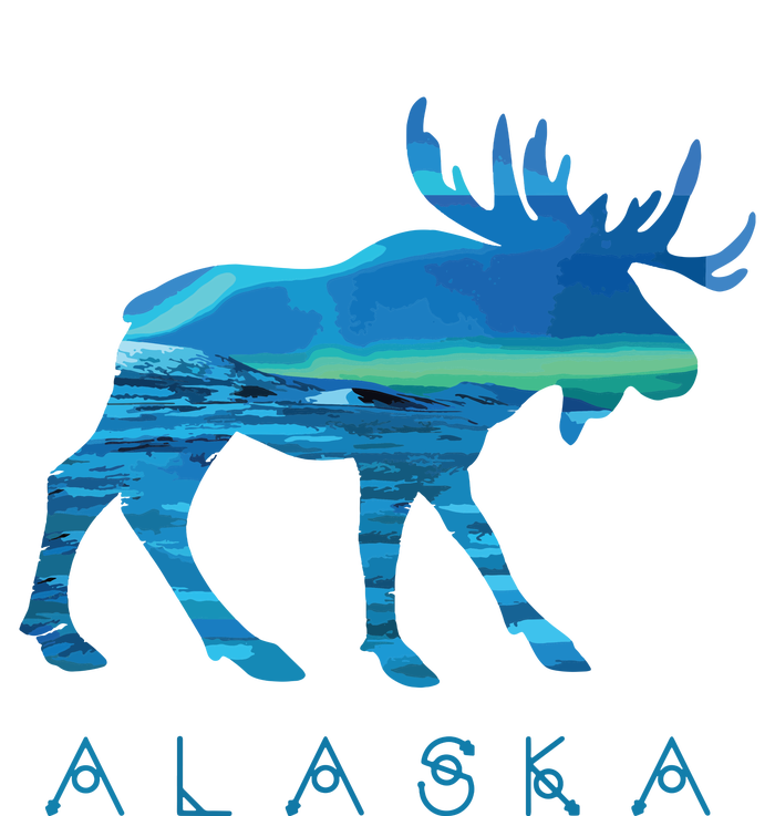 Alaskan Moose With Borealis Snow Scene Youth Performance Sprint T-Shirt