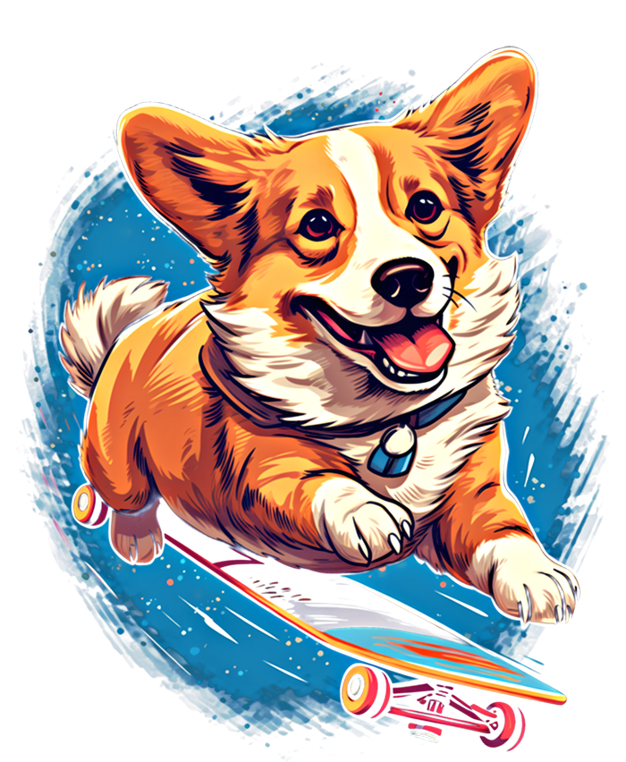 Retro Skateboarding Corgi Dog Skateboard Gift Performance Long Sleeve Polo