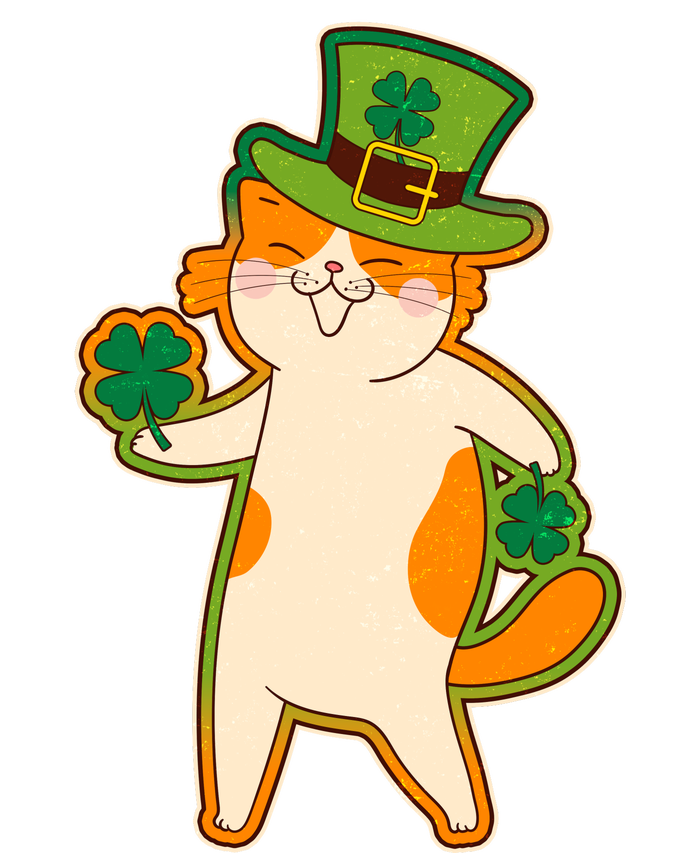 Funny Vintage St Patricks Day Leprechaun Shamrock Clover Cat Magnet