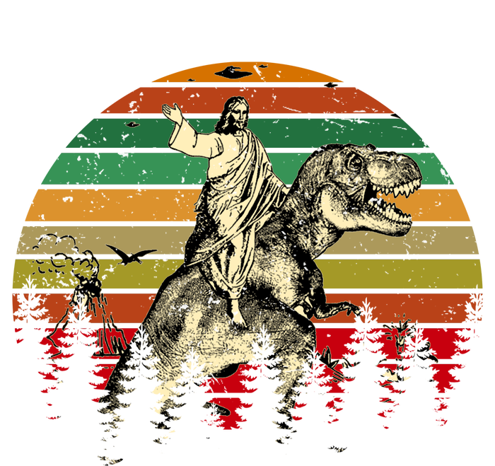 Jesus Riding Dinosaur Vintage Sustainable Bucket Hat